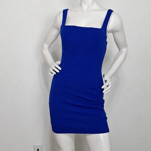 Alice Elle "NEW" Blue Square Neck Coastal Party Bodycon Mini Dress Size 10